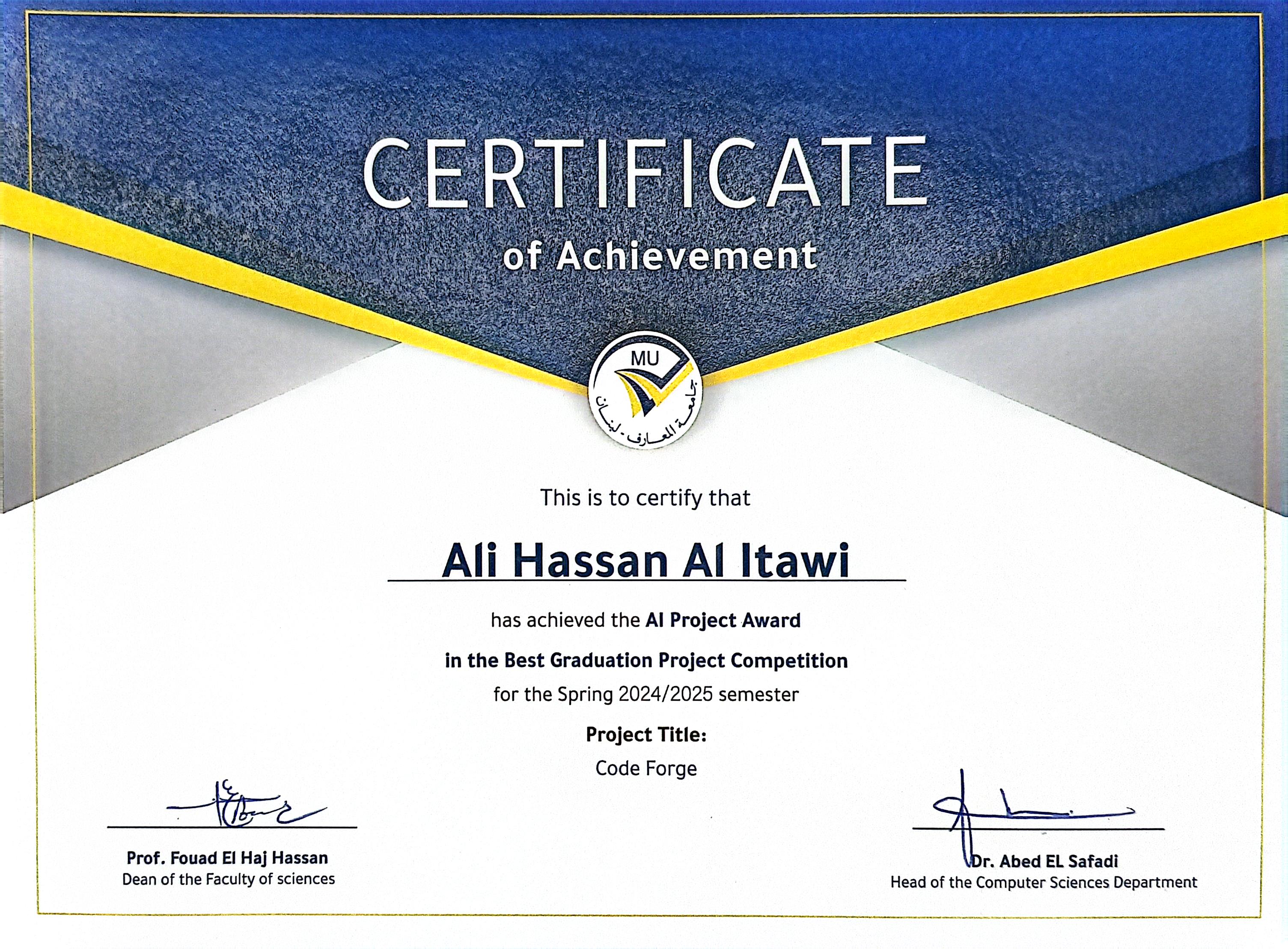 AI Project Award - Best Graduation Project Competition 2025